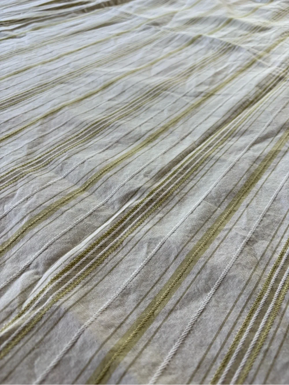 Restoration Hardware Cream and Beige Striped Shower Curtain